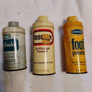 Vintage cans of foot powder